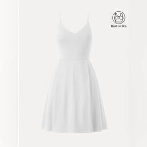 NWT OGL White Fit-and-Flare Mini Brami Dress L Adjustable Straps Side Zipper